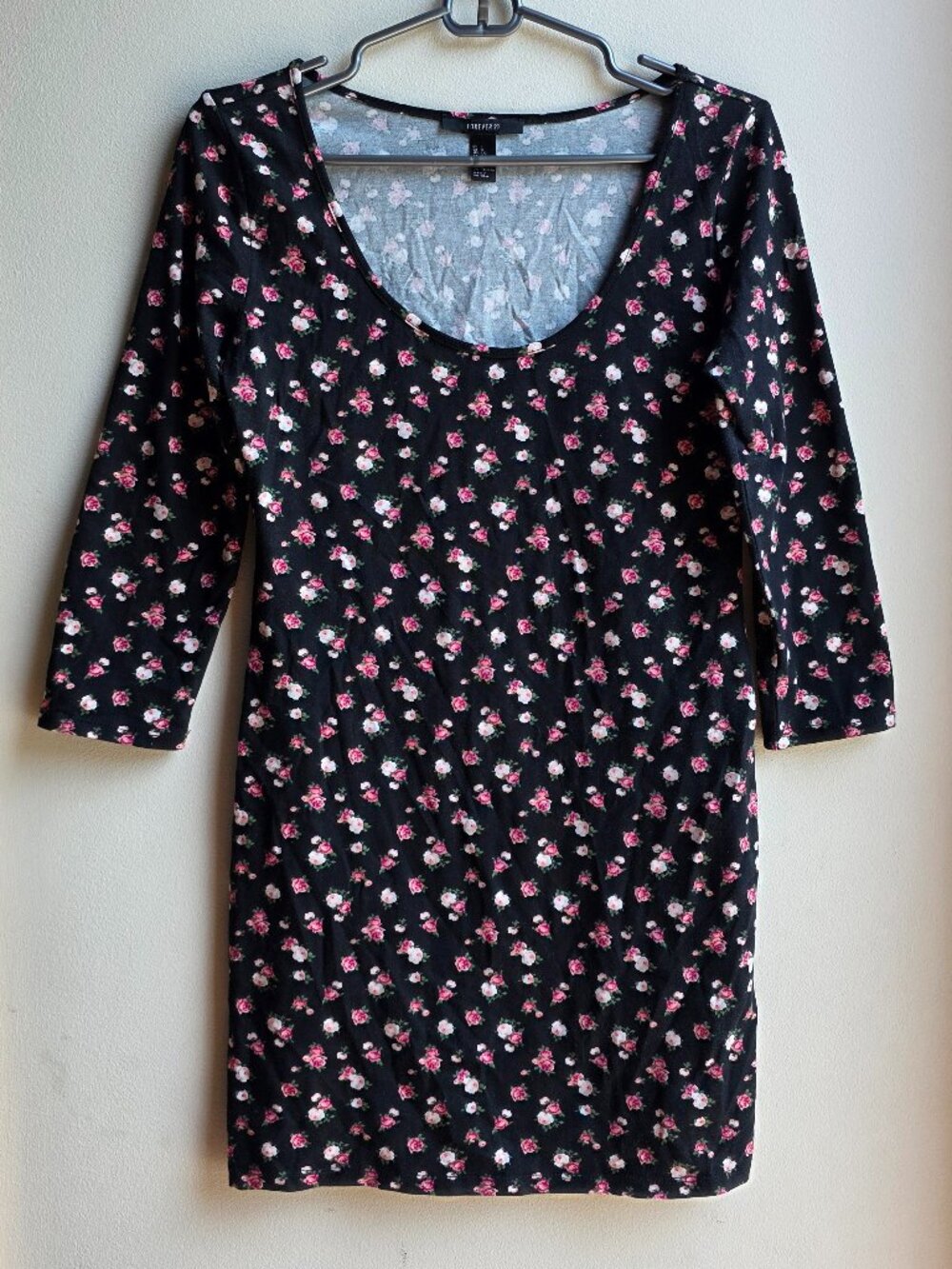 Forever 21 Floral Stretch Long Sleeve Mini Dress Size Large